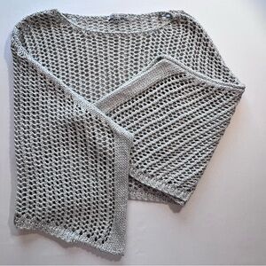 Tempo Paris Gray Open-Knit Poncho